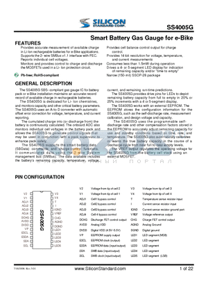 SS4005G datasheet - Smart Battery Gas Gauge for e-Bike