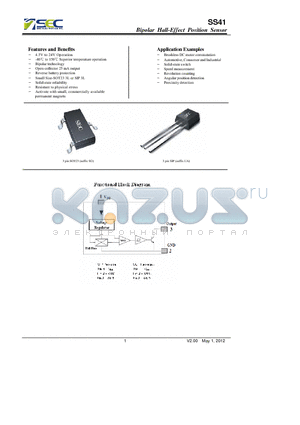 SS41 datasheet - Bipolar Hall-Effect Position Sensor