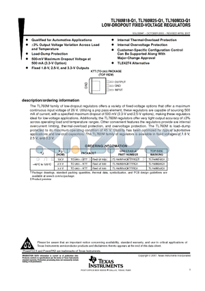 TL760M33QKTTRQ1 datasheet - LOW-DROPOUT FIXED-VOLTAGE REGULATORS