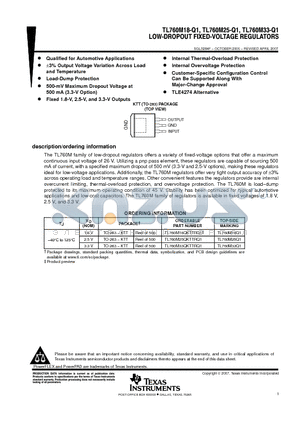 TL760M25QKTTRQ1 datasheet - LOW-DROPOUT FIXED-VOLTAGE REGULATORS