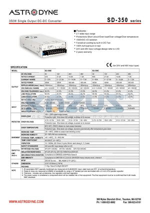 SD-350 datasheet - 350W Single Output DC-DC Converter