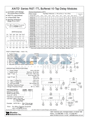 XAITD-30 datasheet - XAITD Series FAST / TTL Buffered 10-Tap Delay Modules