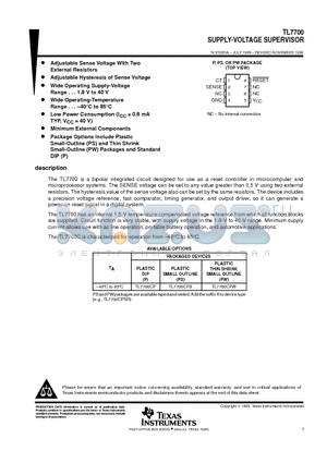 TL7700 datasheet - SUPPLY-VOLTAGE SUPERVISOR