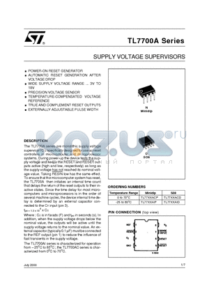 TL7700A datasheet - SUPPLY VOLTAGE SUPERVISORS6