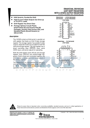 SN54HC595J datasheet - 8-BIT SHIFT REGISTERS WITH 3-STATE OUTPUT REGISTERS