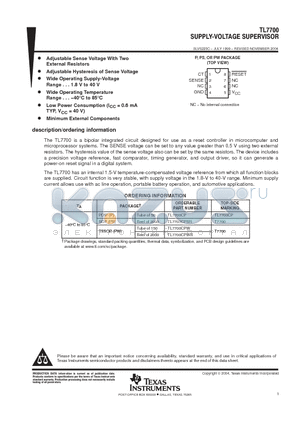 TL7700CPE4 datasheet - SUPPLY-VOLTAGE SUPERVISOR