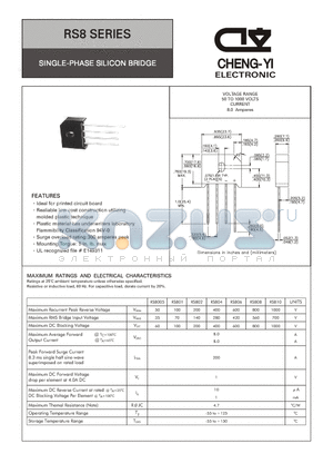 RS802 datasheet - SINGLE-PHASE SILICON BRIDGE