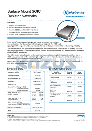 SS4A-00-10K-GC datasheet - Surface Mount SOIC Resistor Networks