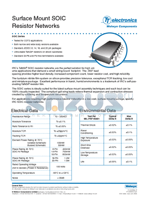 SS4A-01-10K-BG datasheet - Surface Mount SOIC Resistor Networks