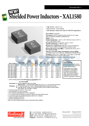 XAL1580-612ME datasheet - Shielded Power Inductors