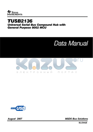 TUSB2136PM datasheet - Universal Serial Bus Compound Hub with General Purpose 8052 MCU