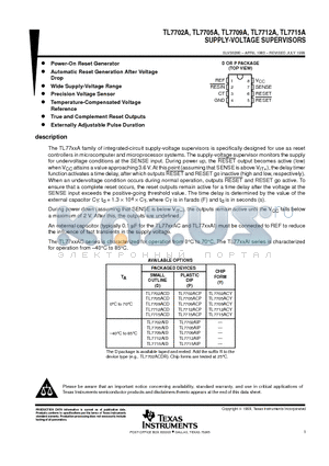 TL7702AID datasheet - SUPPLY-VOLTAGE SUPERVISORS