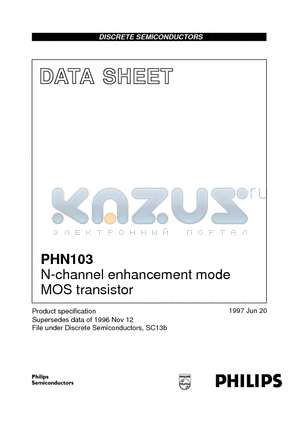 PHN103 datasheet - N-channel enhancement mode MOS transistor