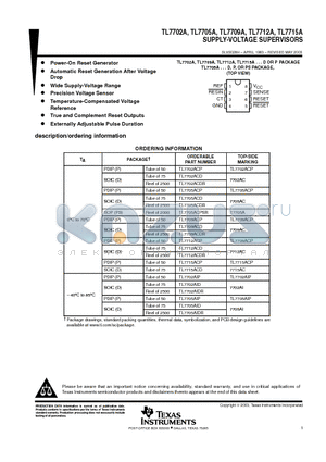 TL7702AIP datasheet - SUPPLY-VOLTAGE SUPERVISORS