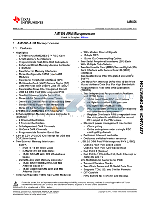 XAM1806BZCE4 datasheet - AM1806 ARM Microprocessor