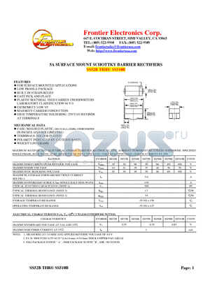 SS52B datasheet - 5A SURFACE MOUNT SCHOTTKY BARRIER RECTIFIERS