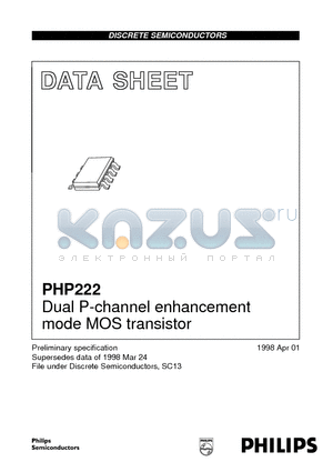 PHP222 datasheet - Dual P-channel enhancement mode MOS transistor