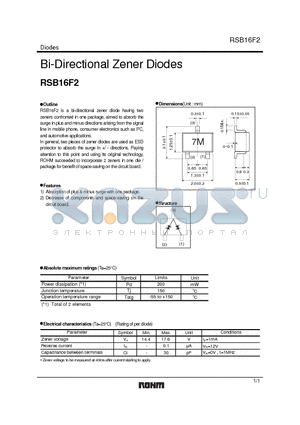RSB16F2 datasheet - Bi-Directional Zener Diodes