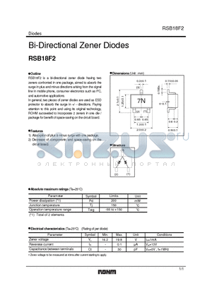 RSB18F2 datasheet - Bi-Directional Zener Diodes
