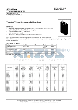 PHP30 datasheet - Transient Voltage Suppressor, Unidirectional