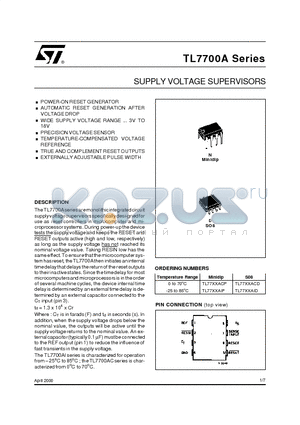 TL7705AIP datasheet - SUPPLY VOLTAGE SUPERVISORS