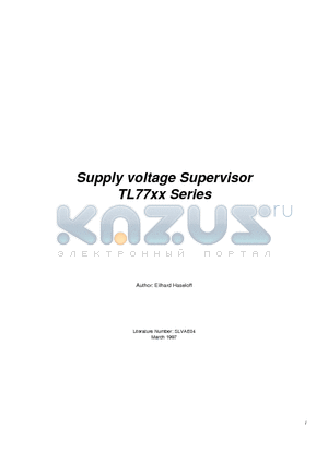 TL7709A datasheet - Supply voltage Supervisor