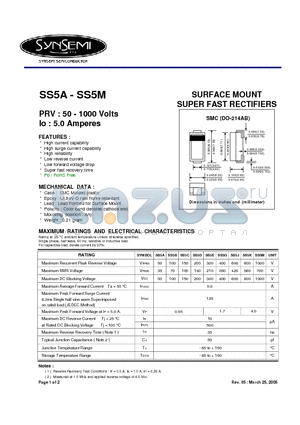 SS5D datasheet - SURFACE MOUNT SUPER FAST RECTIFIERS