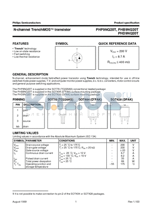 PHP9NQ20T datasheet - N-channel TrenchMOS transistor