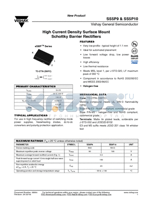 SS5P10-E3/86A datasheet - High Current Density Surface Mount Schottky Barrier Rectifiers