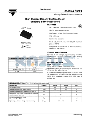 SS5P4-E3/87A datasheet - High Current Density Surface Mount Schottky Barrier Rectifiers