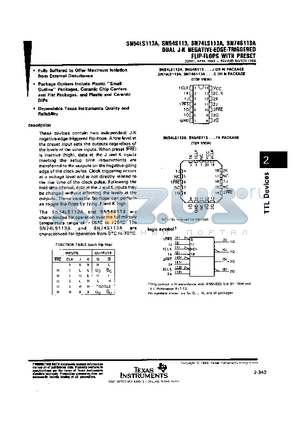 SN54LS113AW datasheet - DUAL J-K NEGATIVE-EDGE-TRIGGERED FLIP-FLOPS WITH PRESET