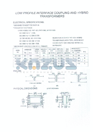 PHT-1901 datasheet - LOW PROFILE INTERFACE COUPLING AND HYBRID TRANSFORMERS