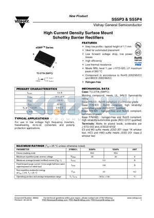 SS5P4HE3/86A datasheet - High Current Density Surface Mount Schottky Barrier Rectifiers