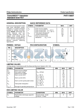 PHT11N06T datasheet - TrenchMOS transistor Standard level FET