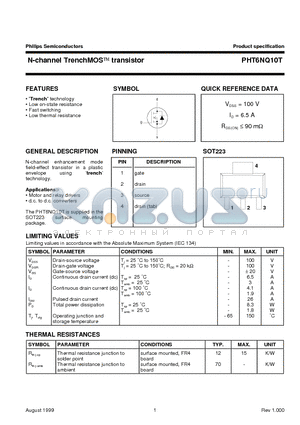 PHT6NQ10T datasheet - N-channel TrenchMOS transistor