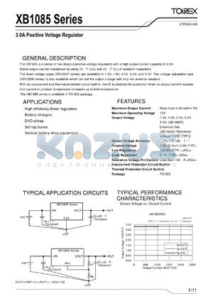 XB1085K251JL datasheet - 3.0A Positive Voltage Regulator