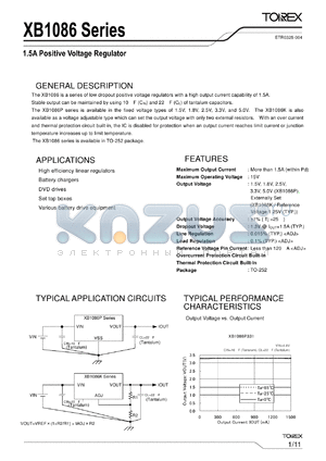 XB1086K251JL datasheet - 1.5A Positive Voltage Regulator