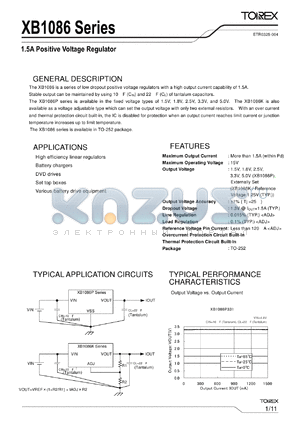 XB1086P151JR datasheet - 1.5A Positive Voltage Regulator