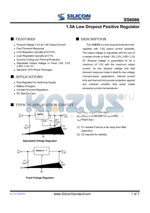 SS6086-18CMTB datasheet - 1.5A Low Dropout Positive Regulator