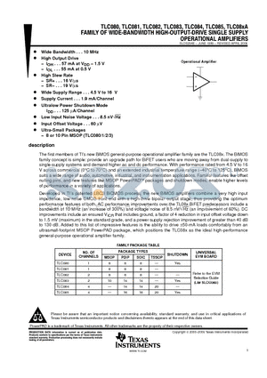 TL7757IDE4 datasheet - FAMILY OF WIDE - BANDWITH HIGH-OUTPUT-DRIVE SINGLE SUPPLY OPERATIONAL AMPLIFIERS