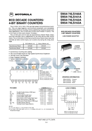SN54LS160J datasheet - BCD DECADE COUNTERS/ 4-BIT BINARY COUNTERS