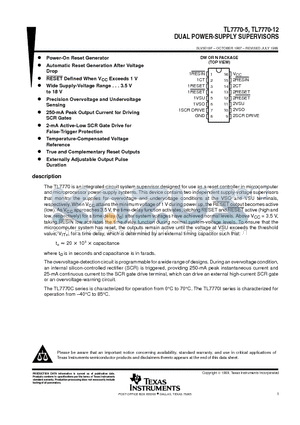TL7770-12DW datasheet - DUAL POWER-SUPPLY SUPERVISORS