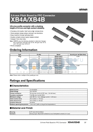 XB4A datasheet - 0.4-mm Pitch Board to FPC Connector