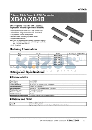 XB4A-2435-D datasheet - 0.4-mm Pitch Board to FPC Connector