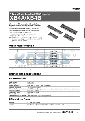 XB4A-2435-D datasheet - 0.4-mm Pitch Board to FPC Connector