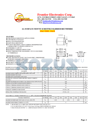 SS62 datasheet - 6A SURFACE MOUNT SCHOTTKY BARRIER RECTIFIERS