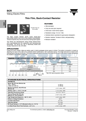 XBCR00816000H datasheet - Thin Film, Back-Contact Resistor