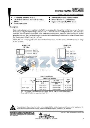 TL780-05CKTE datasheet - POSITIVE-VOLTAGE REGULATORS