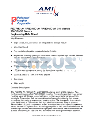 PI228MC-A4 datasheet - 200DPI CIS Sensor