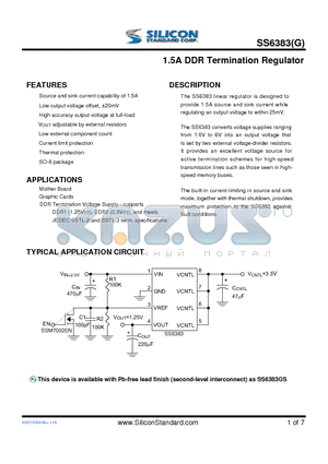 SS6383GSTR datasheet - 1.5A DDR Termination Regulator